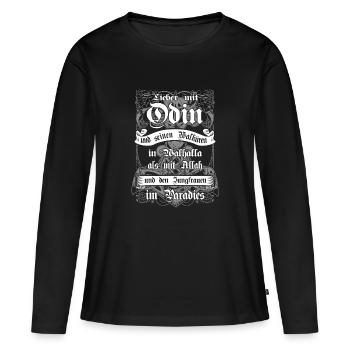 Mit Odin in Walhalla - Frauen Premium Bio Langarmshirt - Schwarz - Vorne - Julia (174cm)