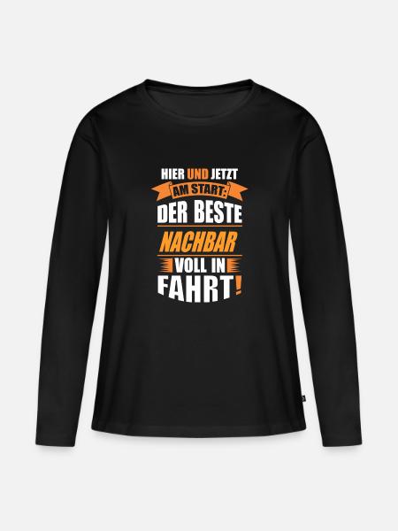 NACHBAR - Frauen Premium Bio Langarmshirt - Schwarz