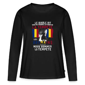 Tempête Roumains - T-shirt manches longues Premium bio Femme - noir - Devant - Julia (174cm)