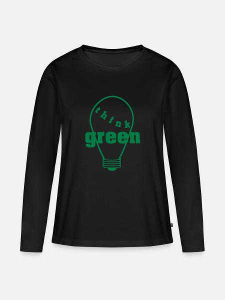 Think Green! einfarbig - Frauen Premium Bio Langarmshirt - Schwarz