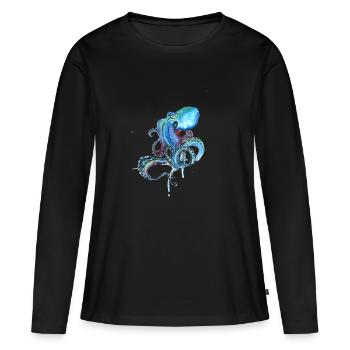kraake oktopus tentakal illu fisch tintenfisch ora - T-shirt manches longues Premium bio Femme - noir - Devant - Julia (174cm)