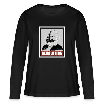 Karl Marx, révolution, communisme, socialisme! - T-shirt manches longues Premium bio Femme - noir - Devant - Julia (174cm)