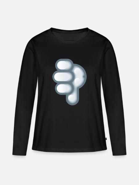 Smiley Hand Signal Down - Frauen Premium Bio Langarmshirt - Schwarz