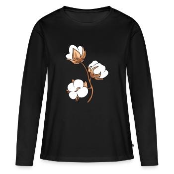 Coton fleuri - T-shirt manches longues Premium bio Femme - noir - Devant - Julia (174cm)