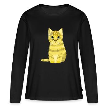Chat fortune - T-shirt manches longues Premium bio Femme - noir - Devant - Julia (174cm)