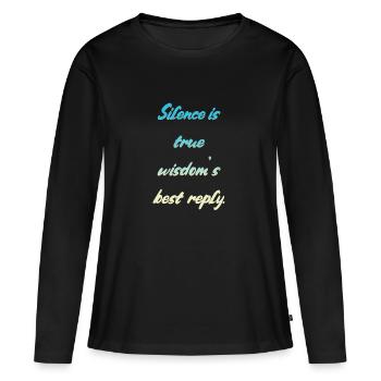 Silence En disant - T-shirt manches longues Premium bio Femme - noir - Devant - Julia (174cm)