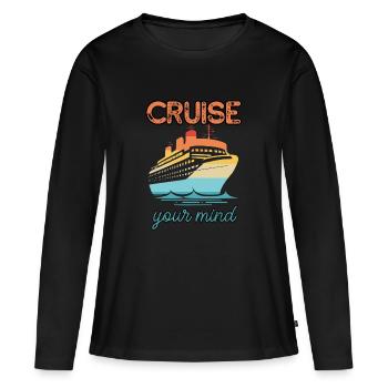 Kreuzfahrt mit dem Verstand | Fans von Kreuzfahrten - Frauen Premium Bio Langarmshirt - Schwarz - Vorne - Julia (174cm)
