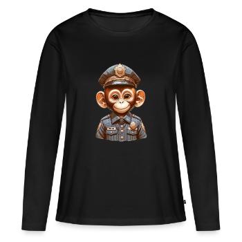 Police Monkey | Police Monkey Child Motif Police - Women's Premium Organic Long Sleeve Shirt - black - Front - Julia (174cm)