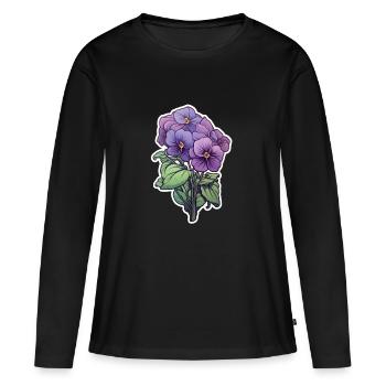 Pensée - T-shirt manches longues Premium bio Femme - noir - Devant - Julia (174cm)