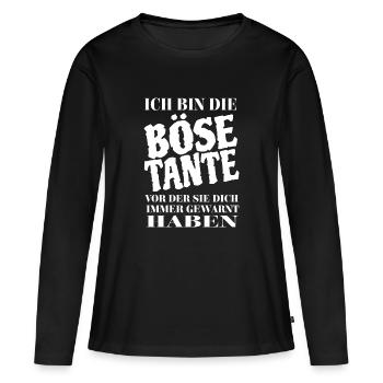 Tante - Frauen Premium Bio Langarmshirt - Schwarz - Vorne - Julia (174cm)