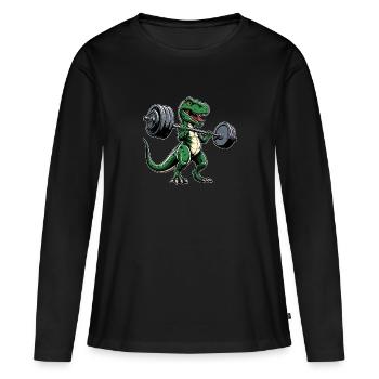 T-Rex Workout Haltères Développé couché Cool - T-shirt manches longues Premium bio Femme - noir - Devant - Julia (174cm)