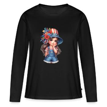 USA Girly si doux comme un Bosh - T-shirt manches longues Premium bio Femme - noir - Devant - Julia (174cm)
