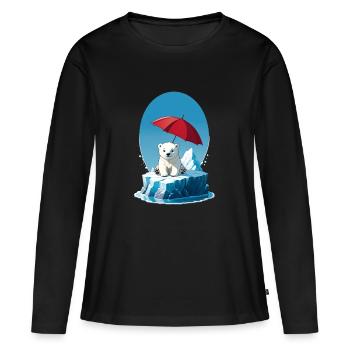 ours polaire, glace et parasol - T-shirt manches longues Premium bio Femme - noir - Devant - Julia (174cm)