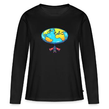 Flat Earth Bat Hide and Seek - Women's Premium Organic Long Sleeve Shirt - black - Front - Julia (174cm)