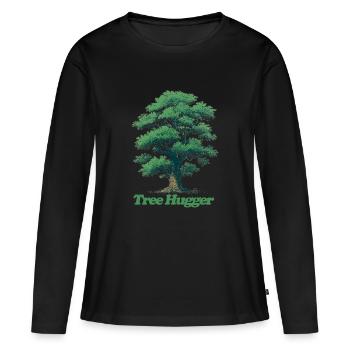 Étreinte d’arbre - T-shirt manches longues Premium bio Femme - noir - Devant - Julia (174cm)