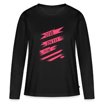 Courage résilient chute libre présent citations de courage - T-shirt manches longues Premium bio Femme - noir - Devant - Julia (174cm)