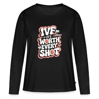 Liebe und Hoffnung auf der IVF-Reise - Frauen Premium Bio Langarmshirt - Schwarz - Vorne - Julia (174cm)