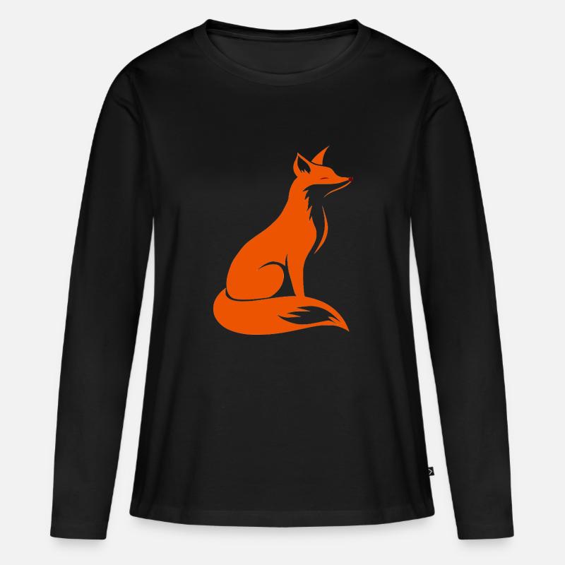 Fuchs - Frauen Premium Bio Langarmshirt - Schwarz