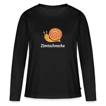 Zimtschnecke funny Schnecke lecker Zimt schleimig - Frauen Premium Bio Langarmshirt - Schwarz - Vorne - Julia (174cm)