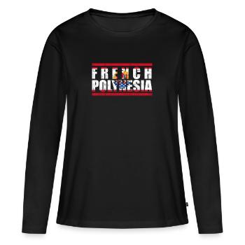Polynésie française - T-shirt manches longues Premium bio Femme - noir - Devant - Julia (174cm)