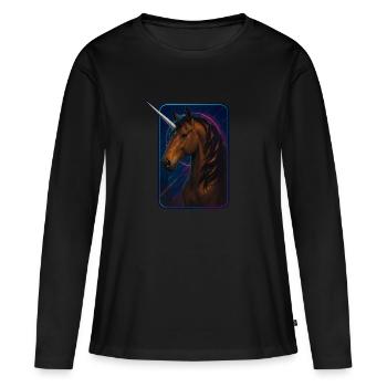 Hanovrien en licorne dans le style cybernéon - T-shirt manches longues Premium bio Femme - noir - Devant - Julia (174cm)
