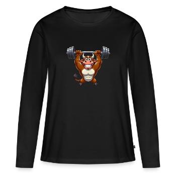 Bull Bull Haltères d’haltères d’haltères - T-shirt manches longues Premium bio Femme - noir - Devant - Julia (174cm)