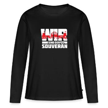 Wir sind der Souverän - Poltik - Demonstration - Frauen Premium Bio Langarmshirt - Schwarz - Vorne - Julia (174cm)