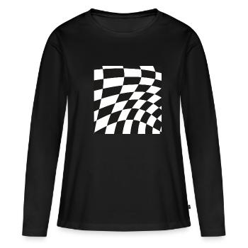 Un motif d'illusion d'optique façonne un cadeau de géométrie - T-shirt manches longues Premium bio Femme - noir - Devant - Julia (174cm)