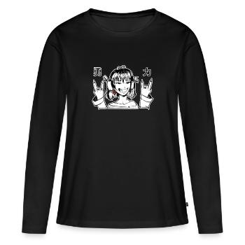 Tough girl with headphones - Women's Premium Organic Long Sleeve Shirt - black - Front - Julia (174cm)