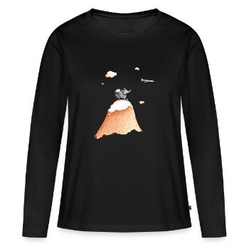 Traveling Elephant - Women's Premium Organic Long Sleeve Shirt - black - Front - Julia (174cm)