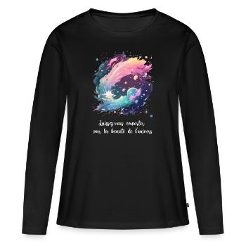 La beauté de l'univers - T-shirt manches longues Premium bio Femme - noir - Devant - Julia (174cm)
