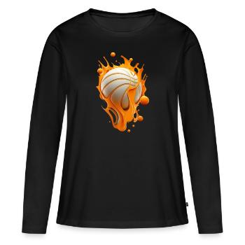 Fusion du basketball - T-shirt manches longues Premium bio Femme - noir - Devant - Julia (174cm)