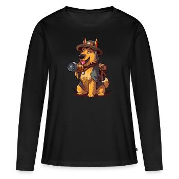 German Shepherd The Explorer - Women's Premium Organic Long Sleeve Shirt - black - Front - Julia (174cm)