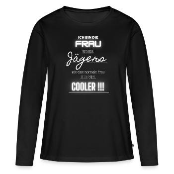 Frau eines Jägers - Frauen Premium Bio Langarmshirt - Schwarz - Vorne - Julia (174cm)