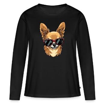 CHIHUAHUA La Cutie - T-shirt manches longues Premium bio Femme - noir - Devant - Julia (174cm)