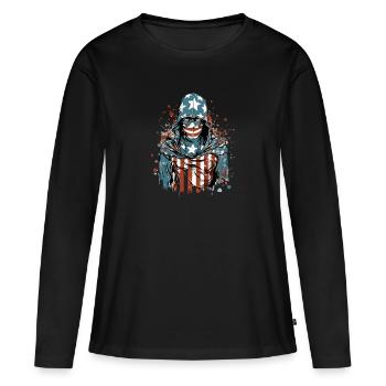 Anonyme Américain - T-shirt manches longues Premium bio Femme - noir - Devant - Julia (174cm)