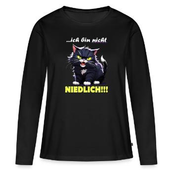 Ich bin nicht NIEDLICH - Frauen Premium Bio Langarmshirt - Schwarz - Vorne - Julia (174cm)