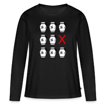 Évier Bembel « KABOOM ! » #FFM #EiGude - T-shirt manches longues Premium bio Femme - noir - Devant - Julia (174cm)