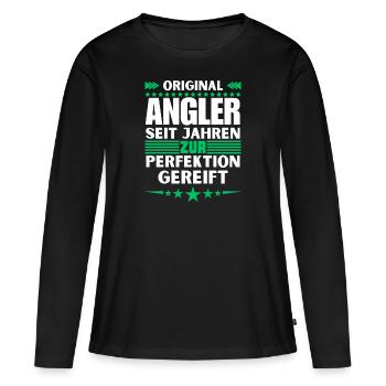 Zur Perfektion gereifter Angler - Frauen Premium Bio Langarmshirt - Schwarz - Vorne - Julia (174cm)