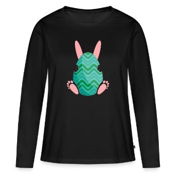 Pâques / Lapin de Pâques / t-shirt humour pâques - T-shirt manches longues Premium bio Femme - noir - Devant - Julia (174cm)