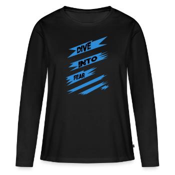 Citation d’audace geek résilient courage face aux peurs - T-shirt manches longues Premium bio Femme - noir - Devant - Julia (174cm)
