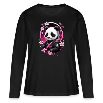 Panda japan pink asien - Frauen Premium Bio Langarmshirt - Schwarz - Vorne - Julia (174cm)