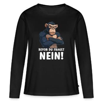 Singe chimpanzé primate avant que vous ne demandiez non - T-shirt manches longues Premium bio Femme - noir - Devant - Julia (174cm)