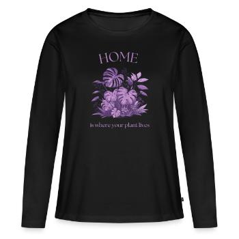 La maison, c’est là où vit votre plante - T-shirt manches longues Premium bio Femme - noir - Devant - Julia (174cm)