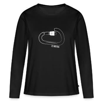 CLIMBING BLANC - T-shirt manches longues Premium bio Femme - noir - Devant - Julia (174cm)
