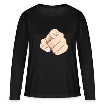 Doigt main index doigt design cadeau provocateur - T-shirt manches longues Premium bio Femme - noir - Devant - Julia (174cm)