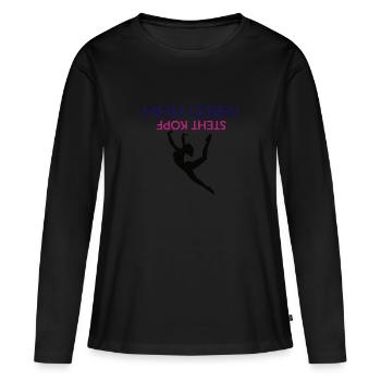 Kopfstand Lustiges Turn Outfit Kunstturnen Turner - Frauen Premium Bio Langarmshirt - Schwarz - Vorne - Julia (174cm)