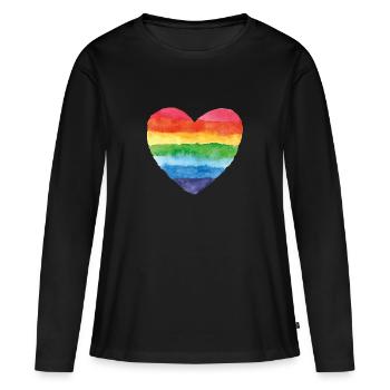 pride coloré arc-en-ciel csd gay amour coeur mariage love - T-shirt manches longues Premium bio Femme - noir - Devant - Julia (174cm)