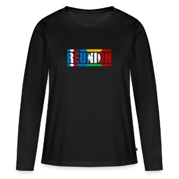 Réunion - T-shirt manches longues Premium bio Femme - noir - Devant - Julia (174cm)