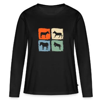 Âne - T-shirt manches longues Premium bio Femme - noir - Devant - Julia (174cm)
